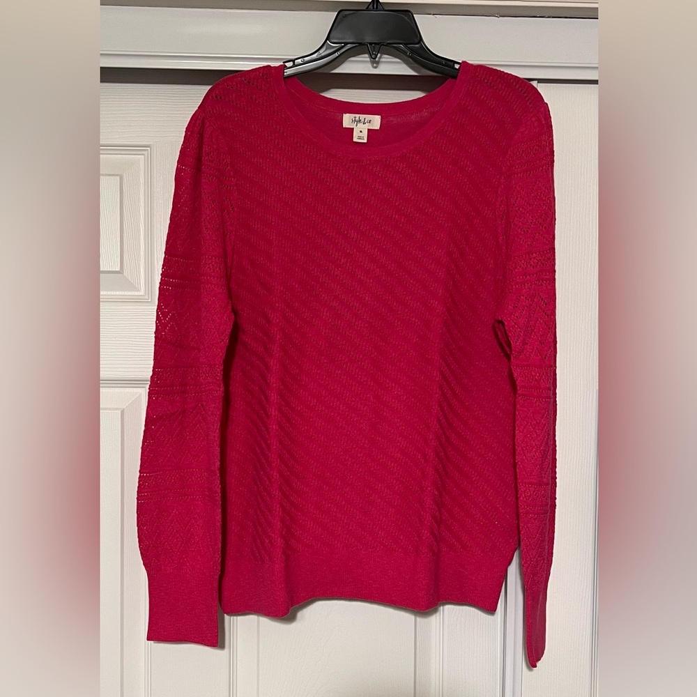 Style & Co. Women's Red Crew Neck Sweater